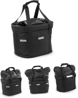 Eco-Canvas Front Bike Basket Design Buckle Handlebar Storage Bag Black