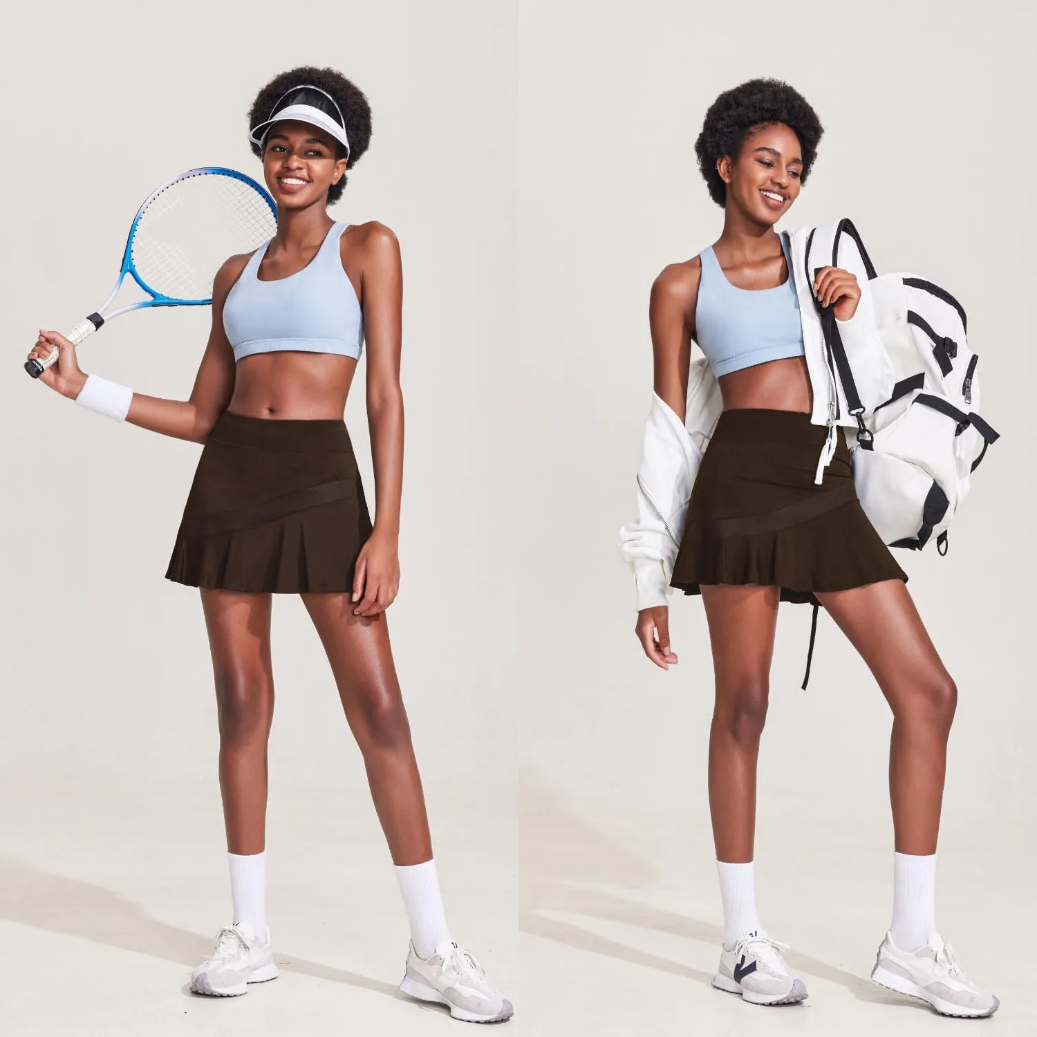 Ekouaer Tennis Skirts for Women Pleated Athletic Golf Skorts Skirt with Shorts Pockets Lightweight Running Workout Skirt