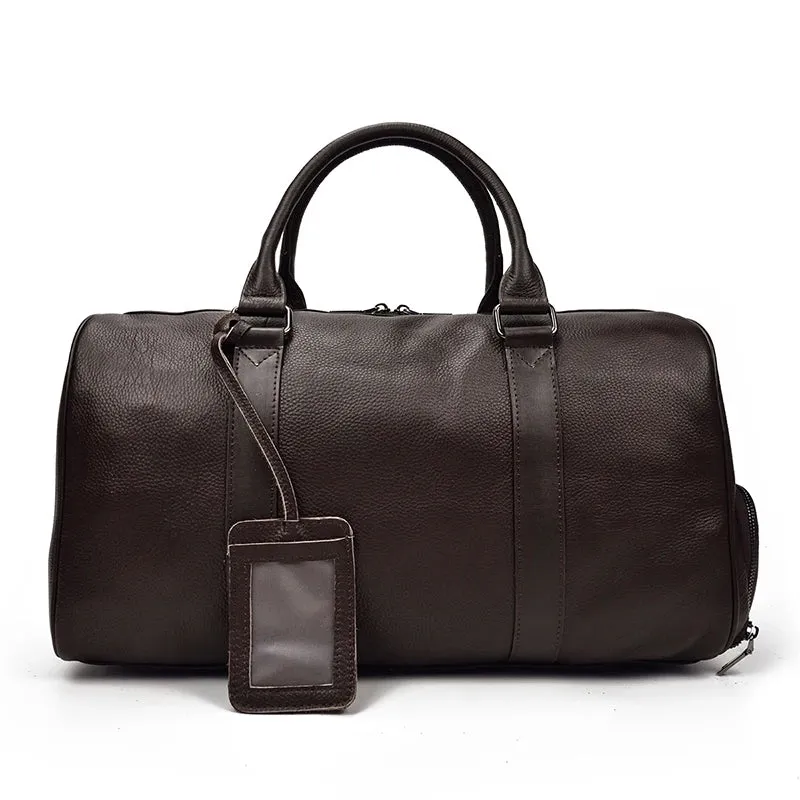 Endeavor Leather Carry-On Duffel Bag Weekender - Black/Brown - 20 inches