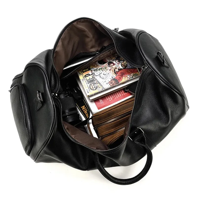 Endeavor Leather Carry-On Duffel Bag Weekender - Black/Brown - 20 inches