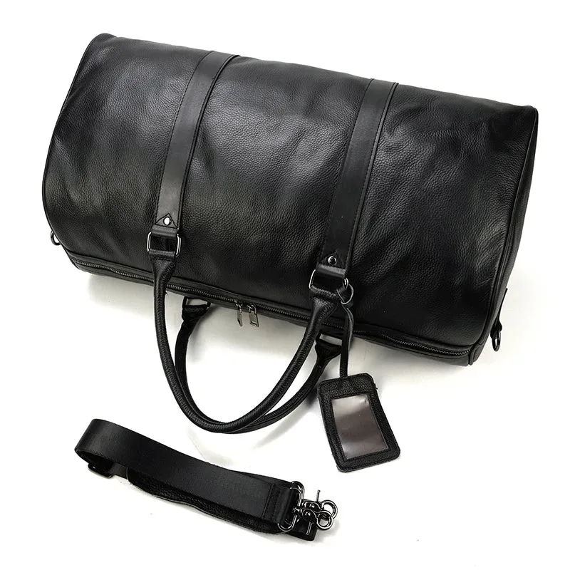 Endeavor Leather Carry-On Duffel Bag Weekender - Black/Brown - 20 inches