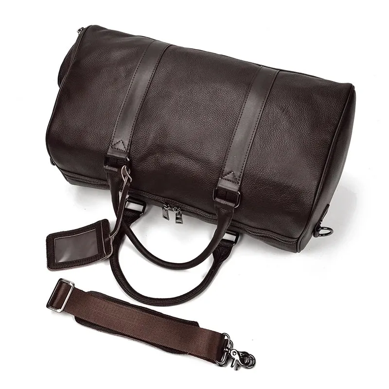 Endeavor Leather Carry-On Duffel Bag Weekender - Black/Brown - 20 inches