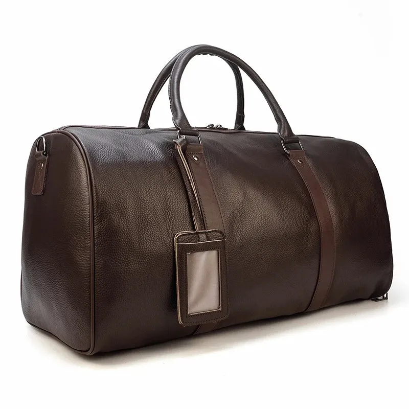Endeavor Leather Carry-On Duffel Bag Weekender - Black/Brown - 20 inches