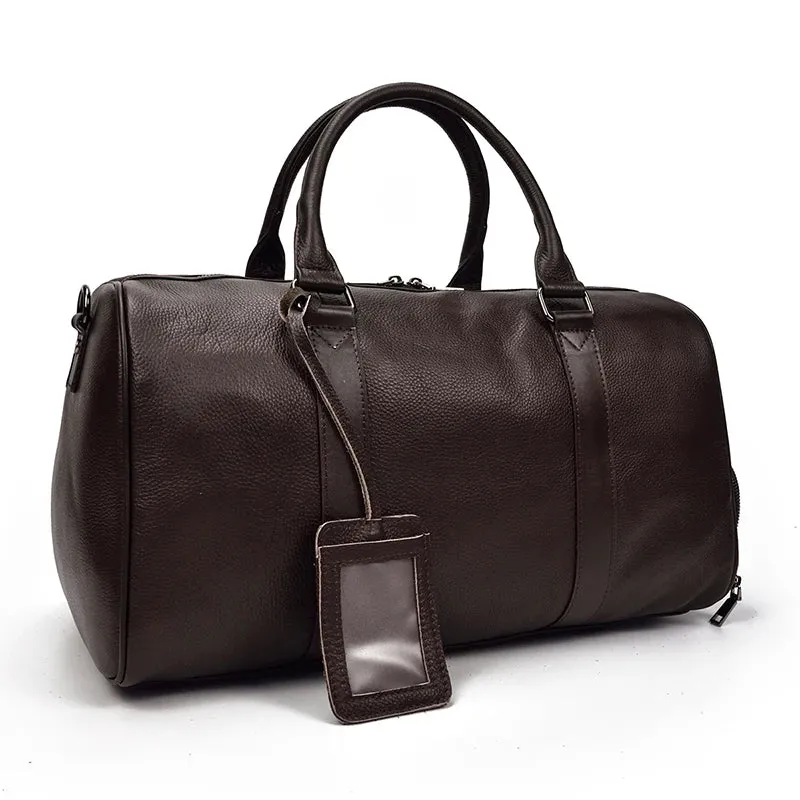 Endeavor Leather Carry-On Duffel Bag Weekender - Black/Brown - 20 inches