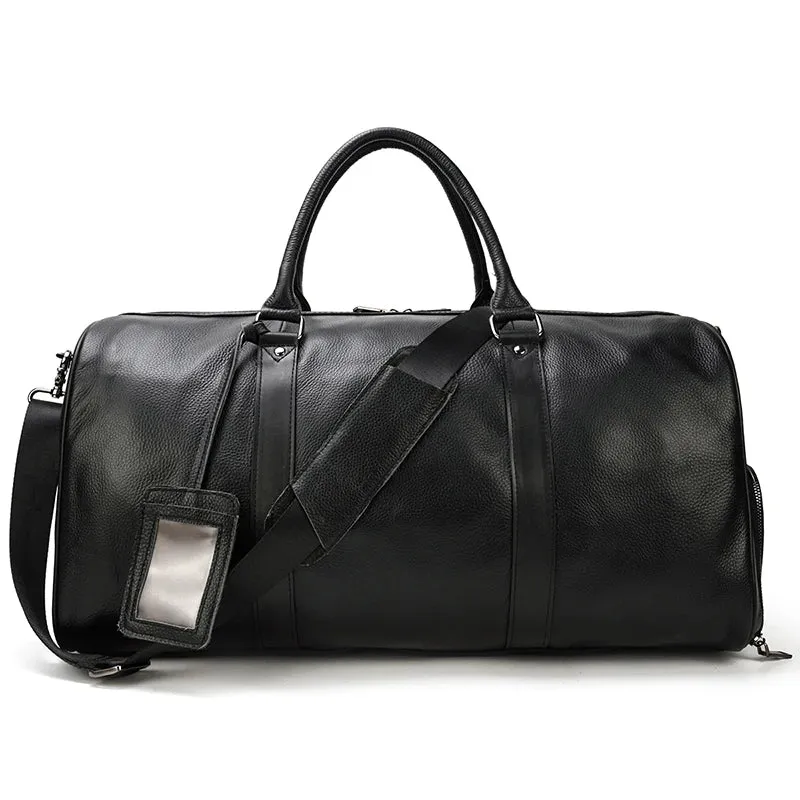 Endeavor Leather Carry-On Duffel Bag Weekender - Black/Brown - 20 inches