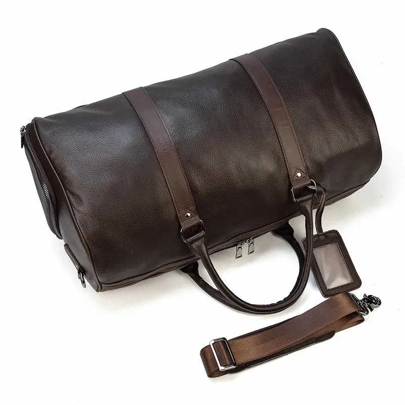 Endeavor Leather Carry-On Duffel Bag Weekender - Black/Brown - 20 inches