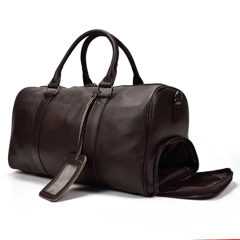 Endeavor Leather Carry-On Duffel Bag Weekender - Black/Brown - 20 inches