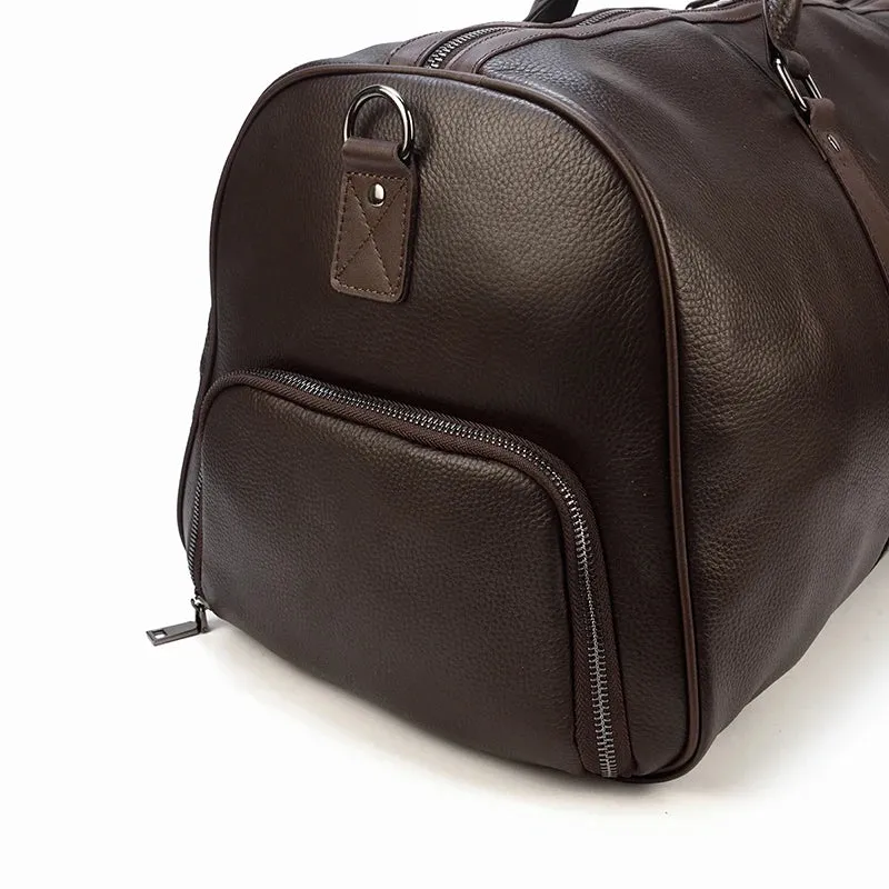 Endeavor Leather Carry-On Duffel Bag Weekender - Black/Brown - 20 inches
