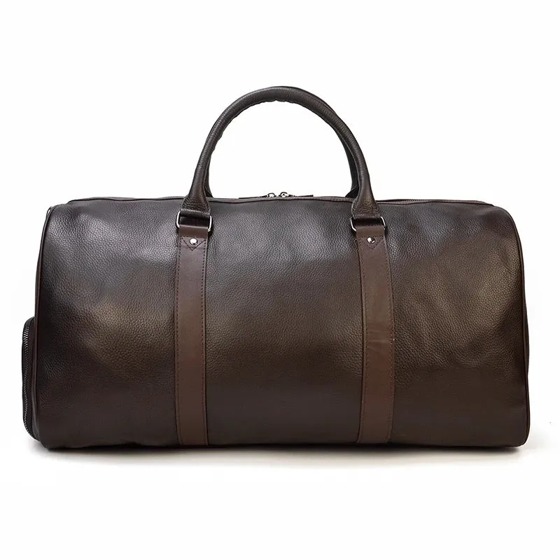 Endeavor Leather Carry-On Duffel Bag Weekender - Black/Brown - 20 inches