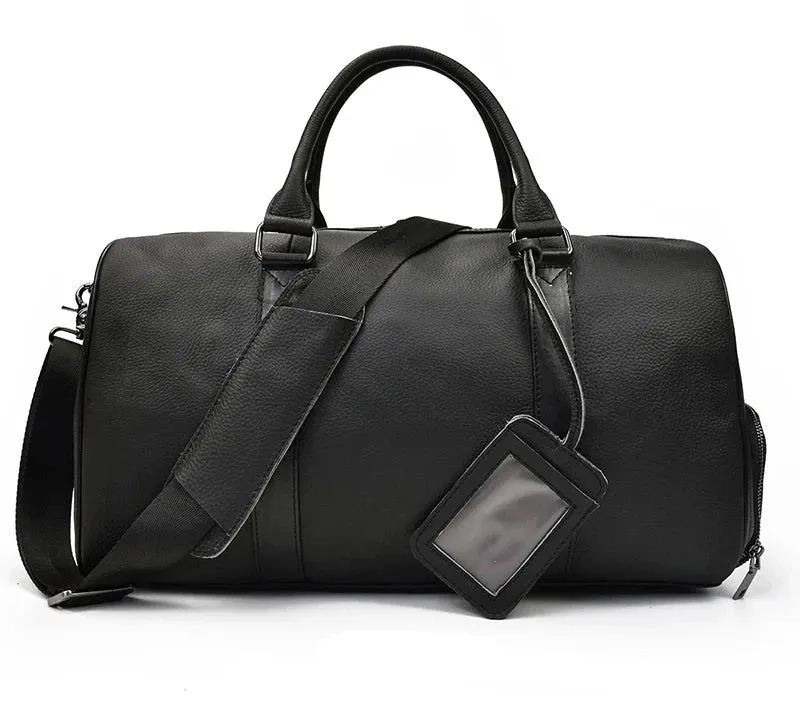 Endeavor Leather Carry-On Duffel Bag Weekender - Black/Brown - 20 inches
