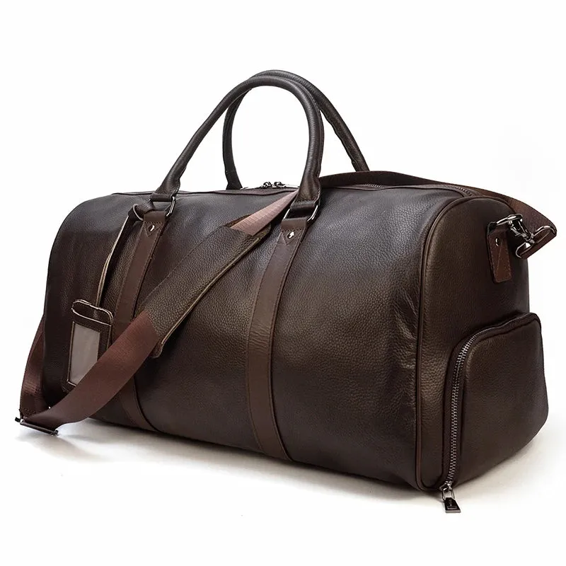 Endeavor Leather Carry-On Duffel Bag Weekender - Black/Brown - 20 inches