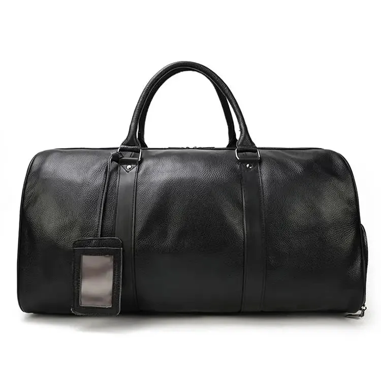 Endeavor Leather Carry-On Duffel Bag Weekender - Black/Brown - 20 inches