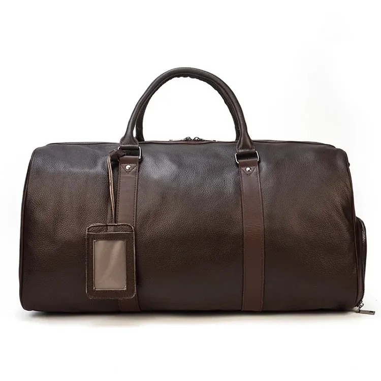 Endeavor Leather Carry-On Duffel Bag Weekender - Black/Brown - 20 inches