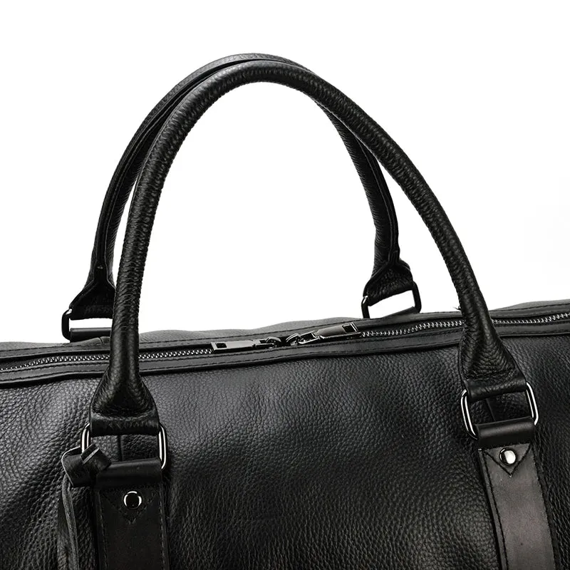 Endeavor Leather Carry-On Duffel Bag Weekender - Black/Brown - 20 inches