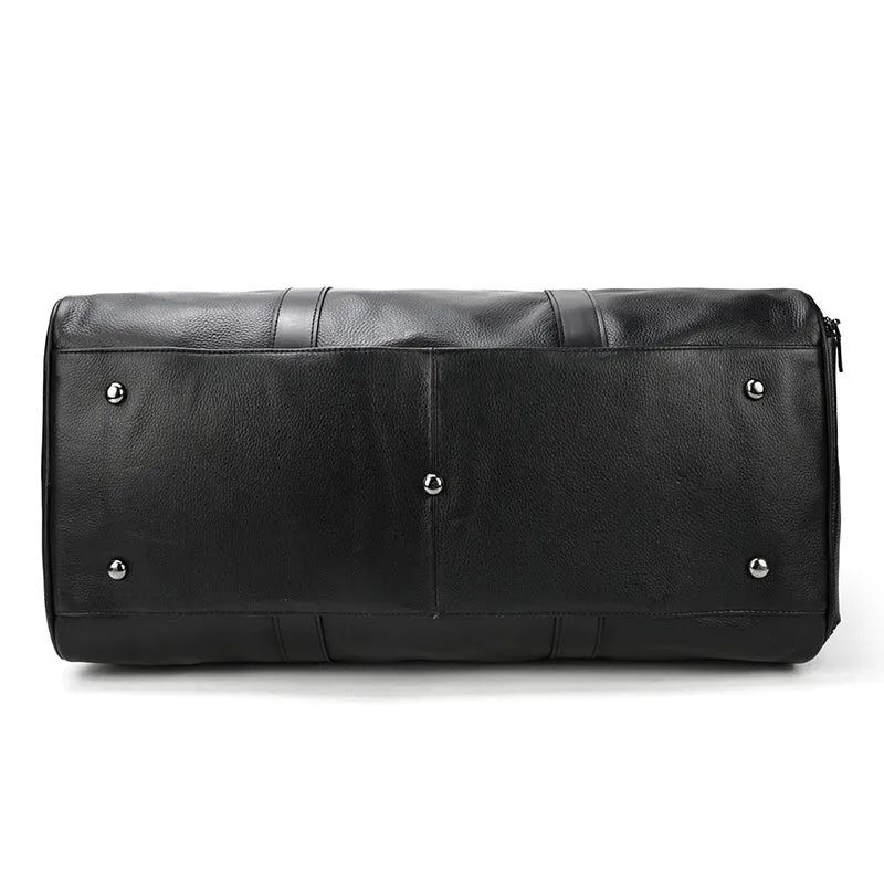 Endeavor Leather Carry-On Duffel Bag Weekender - Black/Brown - 20 inches