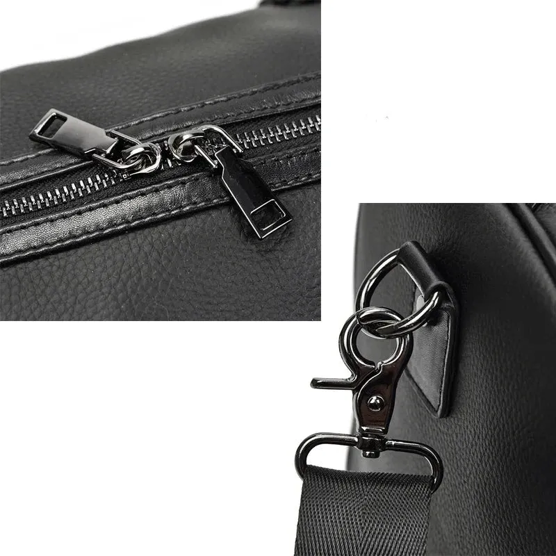 Endeavor Leather Carry-On Duffel Bag Weekender - Black/Brown - 20 inches
