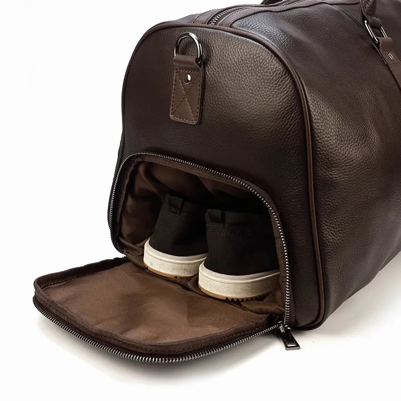 Endeavor Leather Carry-On Duffel Bag Weekender - Black/Brown - 20 inches