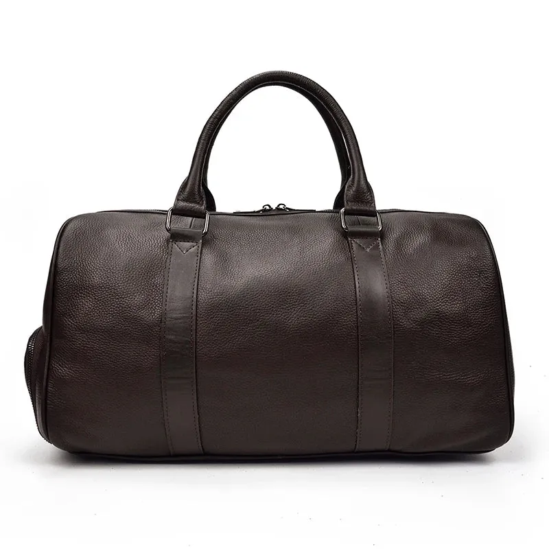 Endeavor Leather Carry-On Duffel Bag Weekender - Black/Brown - 20 inches
