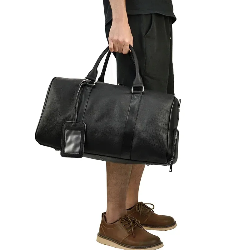 Endeavor Leather Carry-On Duffel Bag Weekender - Black/Brown - 20 inches