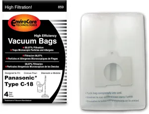 EnviroCare Replacement High-Efficiency Vacuum Bags Designed to Fit Panasonic Type C-18 Canisters 4 bags