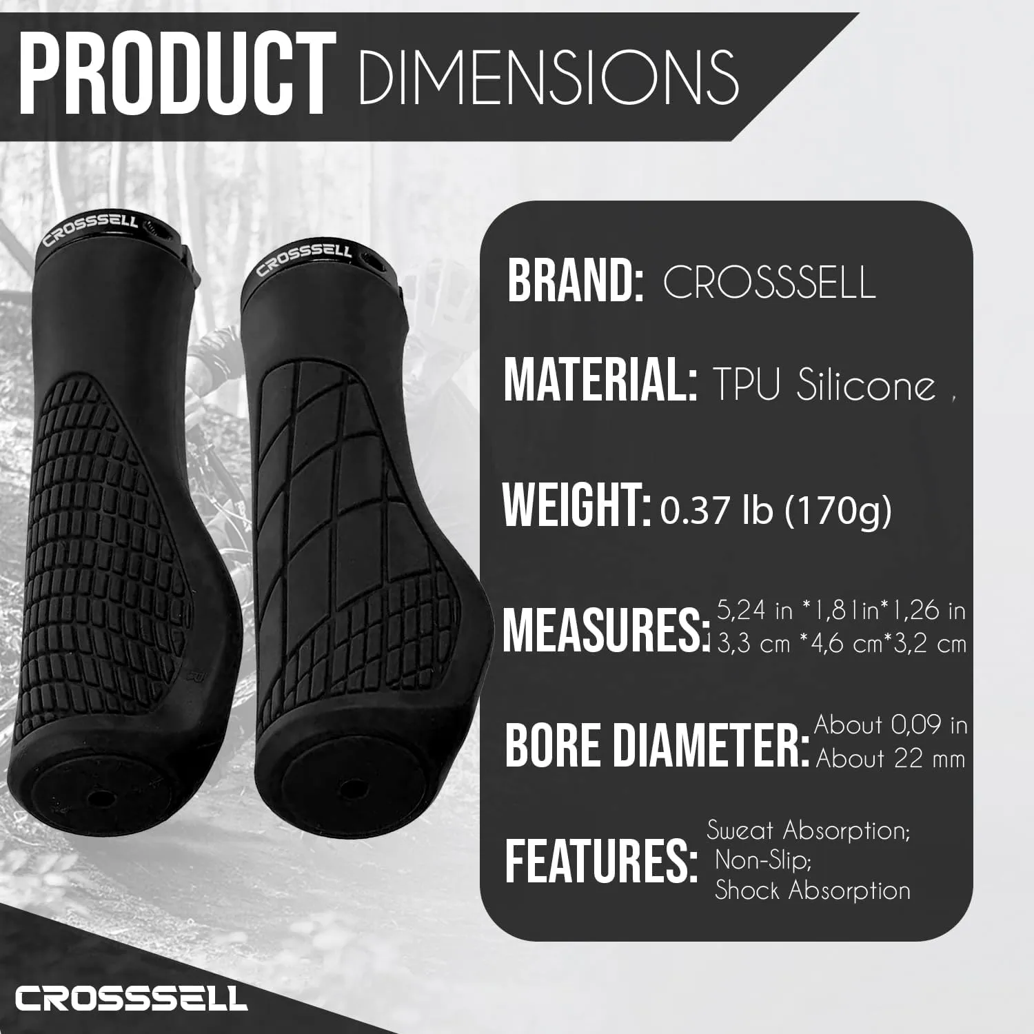 Ergonomic Bike Grips - Handlebar Grips for Mountain Bikes, Non-Slip Lock-On Grips