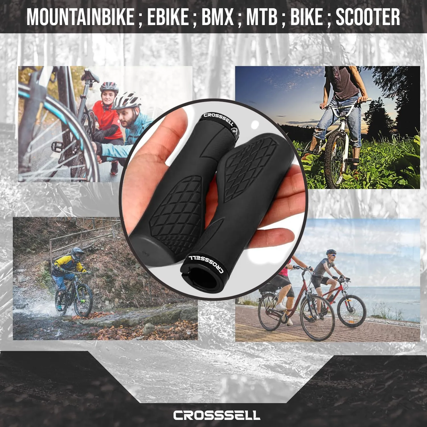 Ergonomic Bike Grips - Handlebar Grips for Mountain Bikes, Non-Slip Lock-On Grips
