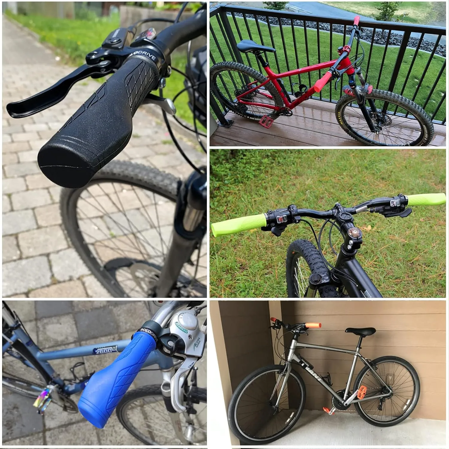 Ergonomic Design Mountain Bike Grips, Comfortable Bicycle Handlebar Grips, Single Lock-on and Non-Slip MTB Handle, Fit MTB, E-Bike, Hybrid, Scooter