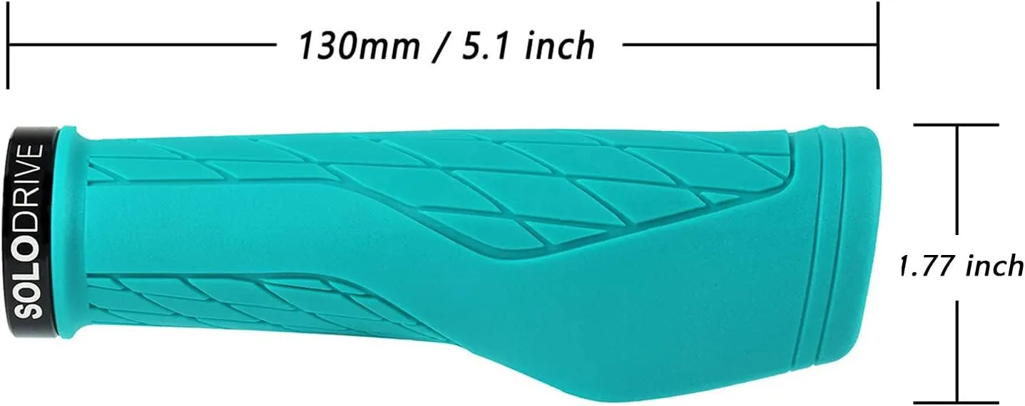 Ergonomic Design Mountain Bike Grips, Comfortable Bicycle Handlebar Grips, Single Lock-on and Non-Slip MTB Handle, Fit MTB, E-Bike, Hybrid, Scooter