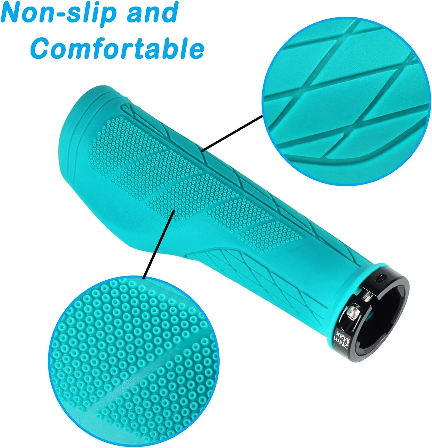 Ergonomic Design Mountain Bike Grips, Comfortable Bicycle Handlebar Grips, Single Lock-on and Non-Slip MTB Handle, Fit MTB, E-Bike, Hybrid, Scooter