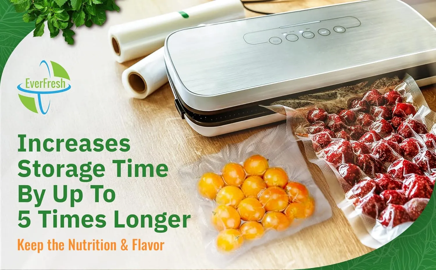 EverFresh 11" x 25' Vacuum Sealer Rolls-Vacuum Sealer Bags-Vacuum Sealer Machine-Food Sealer Bag-Rolls Compatible with FoodSaver Machines-4 Pack-15% thicker embossing than leading supplier.