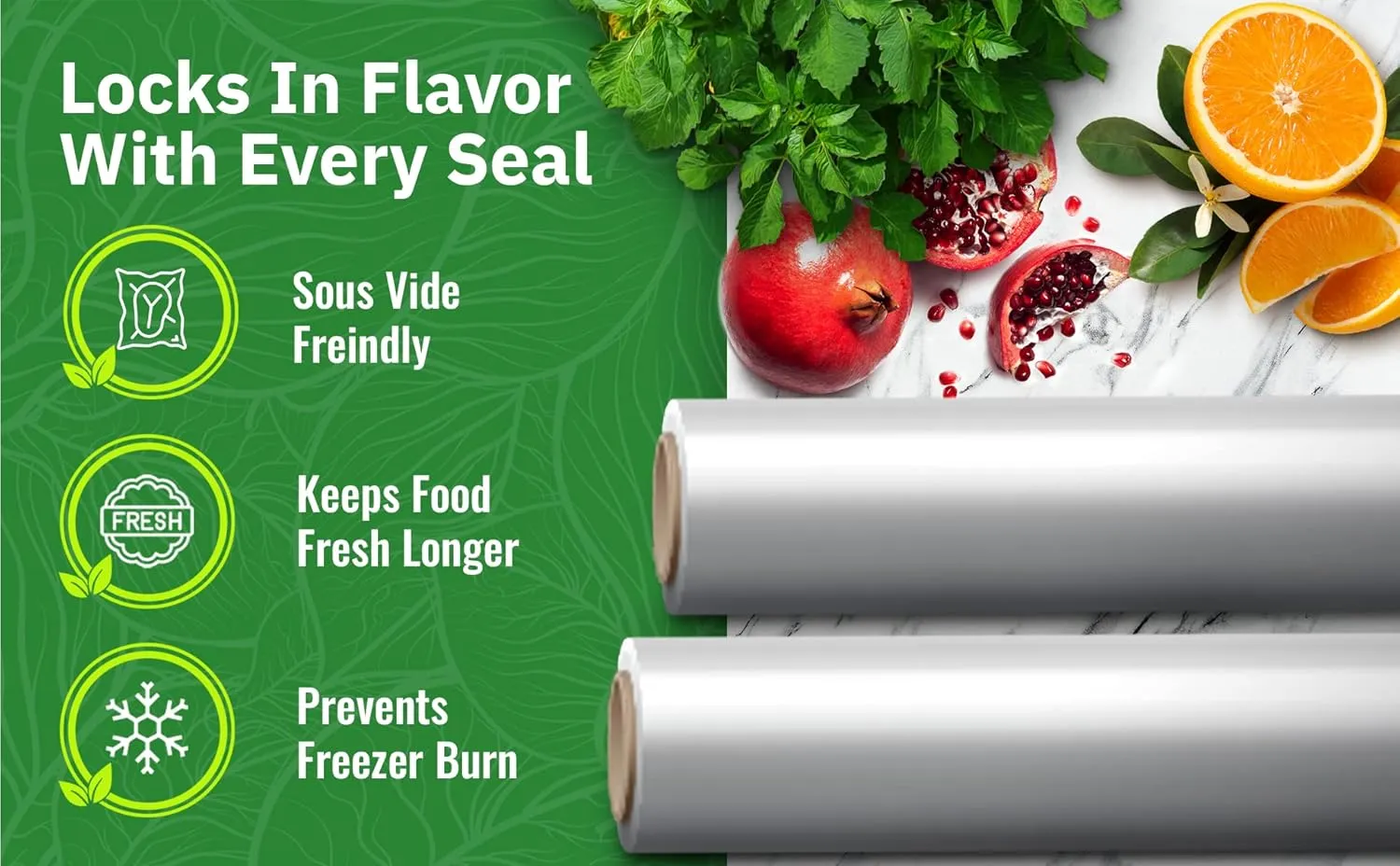 EverFresh 11" x 25' Vacuum Sealer Rolls-Vacuum Sealer Bags-Vacuum Sealer Machine-Food Sealer Bag-Rolls Compatible with FoodSaver Machines-4 Pack-15% thicker embossing than leading supplier.
