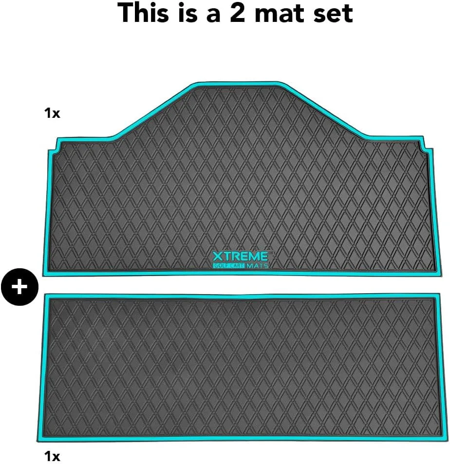 Evolution D5 Golf Cart Floor Mat Set- Rubber Double Diamond Design - Fits D5 4F (4 Forward Facing) Including Evolution Maverick and Ranger Trims (Flamenco Trim, D5 4F 1st & 2nd Rows Forward Facing)