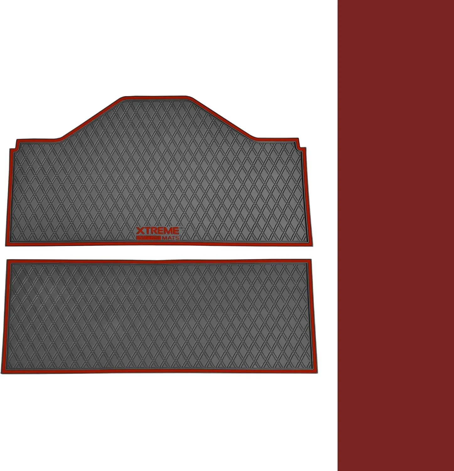 Evolution D5 Golf Cart Floor Mat Set- Rubber Double Diamond Design - Fits D5 4F (4 Forward Facing) Including Evolution Maverick and Ranger Trims (Flamenco Trim, D5 4F 1st & 2nd Rows Forward Facing)