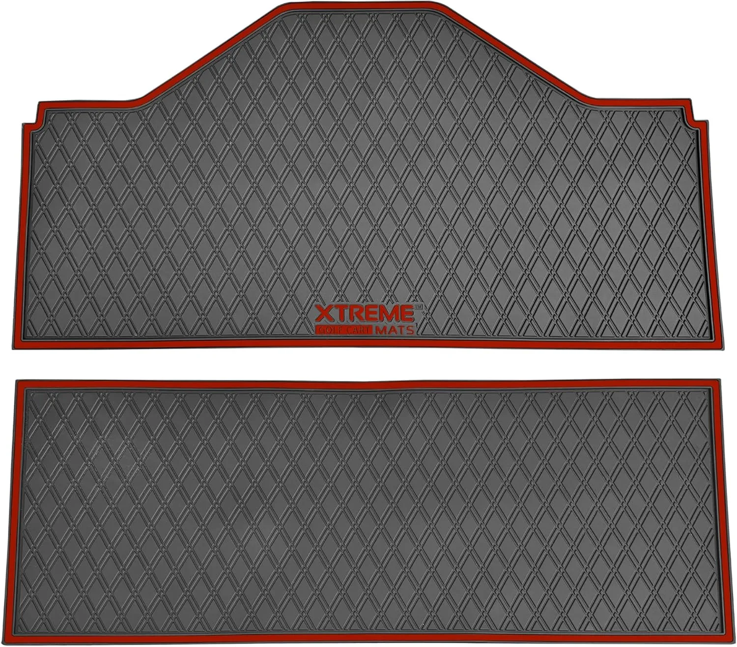 Evolution D5 Golf Cart Floor Mat Set- Rubber Double Diamond Design - Fits D5 4F (4 Forward Facing) Including Evolution Maverick and Ranger Trims (Flamenco Trim, D5 4F 1st & 2nd Rows Forward Facing)