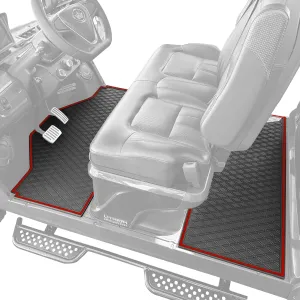 Evolution D5 Golf Cart Floor Mat Set- Rubber Double Diamond Design - Fits D5 4F (4 Forward Facing) Including Evolution Maverick and Ranger Trims (Flamenco Trim, D5 4F 1st & 2nd Rows Forward Facing)