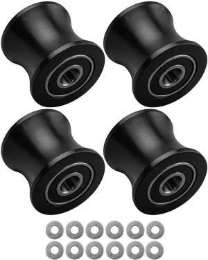 Exercise Roller Wheels Set Fit for Total Gym DLX DLX II III Adv DLX Pilates Pilates Pro 2500 3000 4000 570 2000, 4Pcs Fitness Exercise Equipment Replacement Wheels with 12Pcs Gaskets