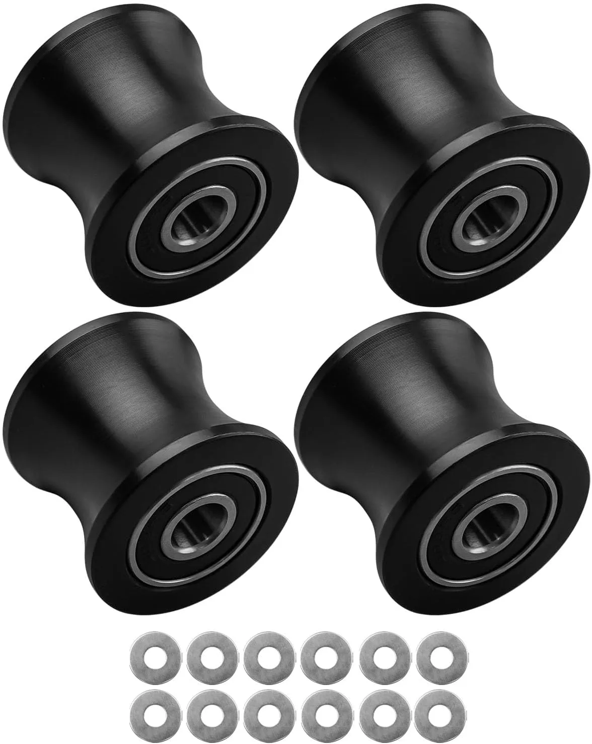 Exercise Roller Wheels Set Fit for Total Gym DLX DLX II III Adv DLX Pilates Pilates Pro 2500 3000 4000 570 2000, 4Pcs Fitness Exercise Equipment Replacement Wheels with 12Pcs Gaskets
