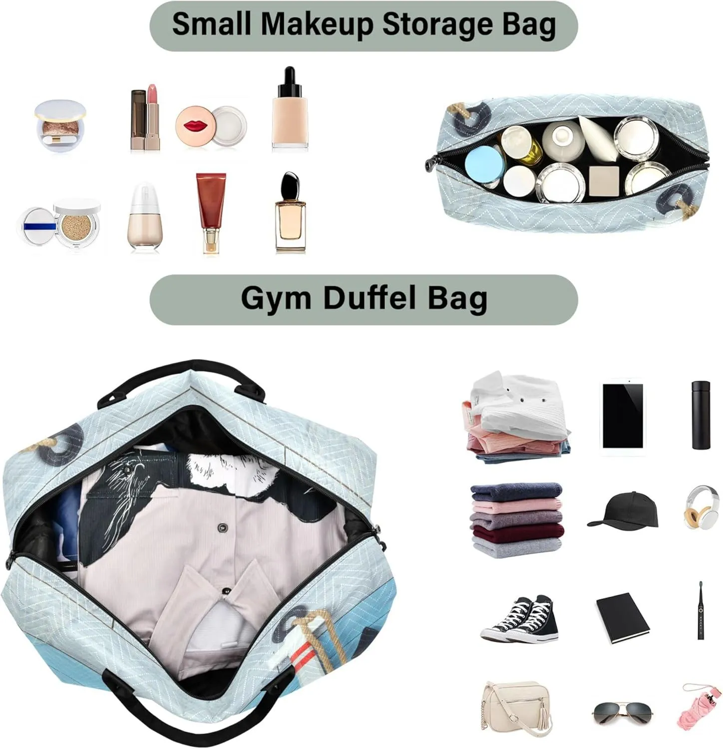 Exnundod Women Weekender Bags Anchor Marine Travel Duffel Bags Carry On Overnight Bag Wood Large Hospital Tote Luggage