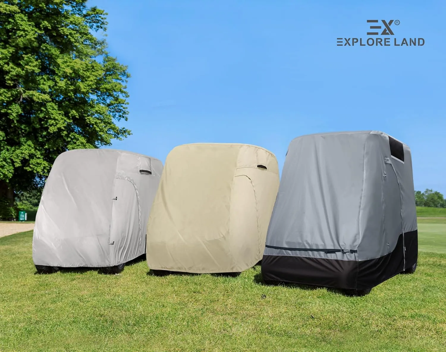 Explore Land 600D Waterproof Golf Cart Cover Universal Fits for Most Brand 2/4/6 Passenger Car (3 Sizes Option)