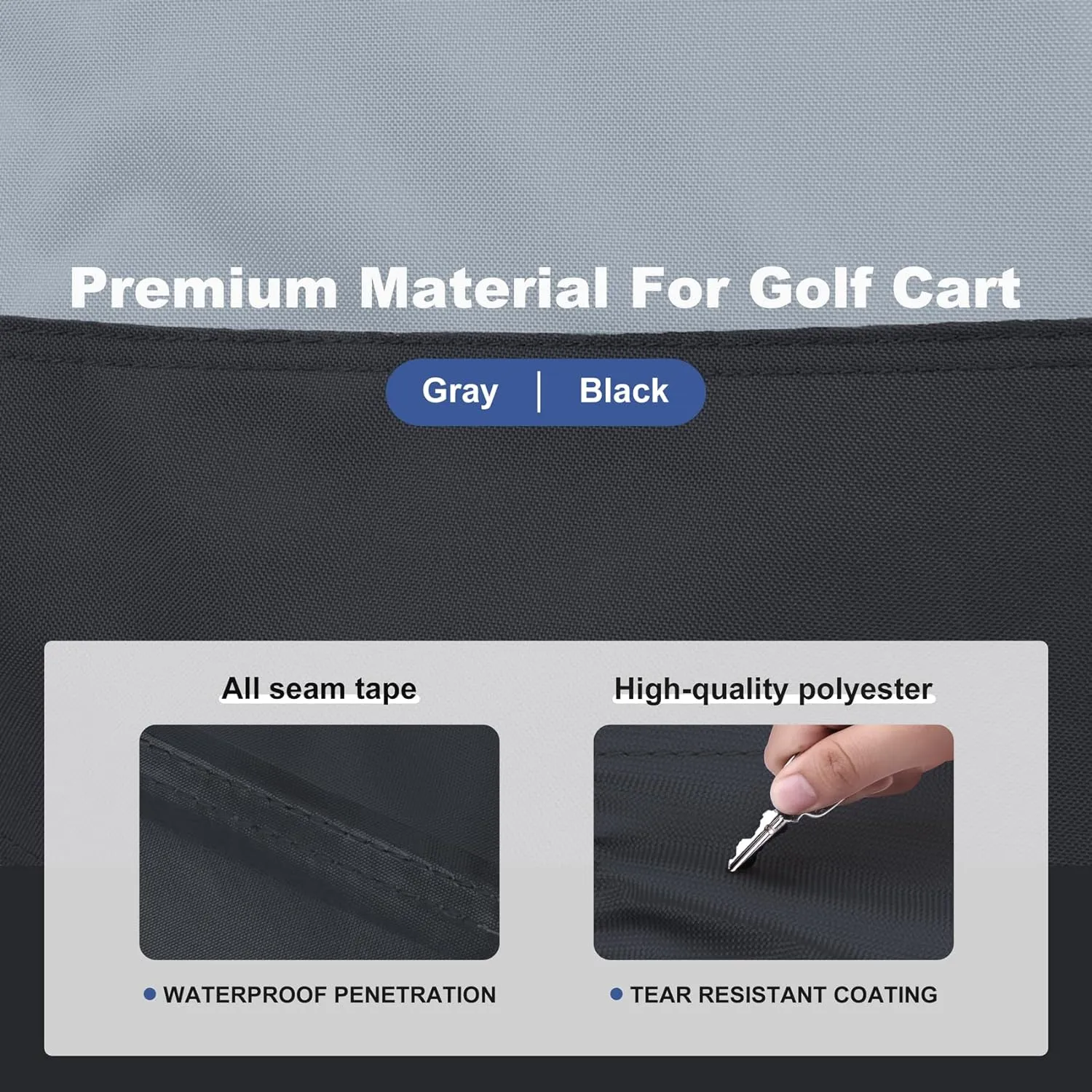 Explore Land 600D Waterproof Golf Cart Cover Universal Fits for Most Brand 2/4/6 Passenger Car (3 Sizes Option)