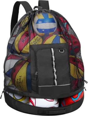 Extra Large Mesh Soccer Ball Bag, Basketball Backpack with Shoulder Straps and Front Pocket for Basketball, Soccer, Football, Volleyball, Rugby and Beach Sports