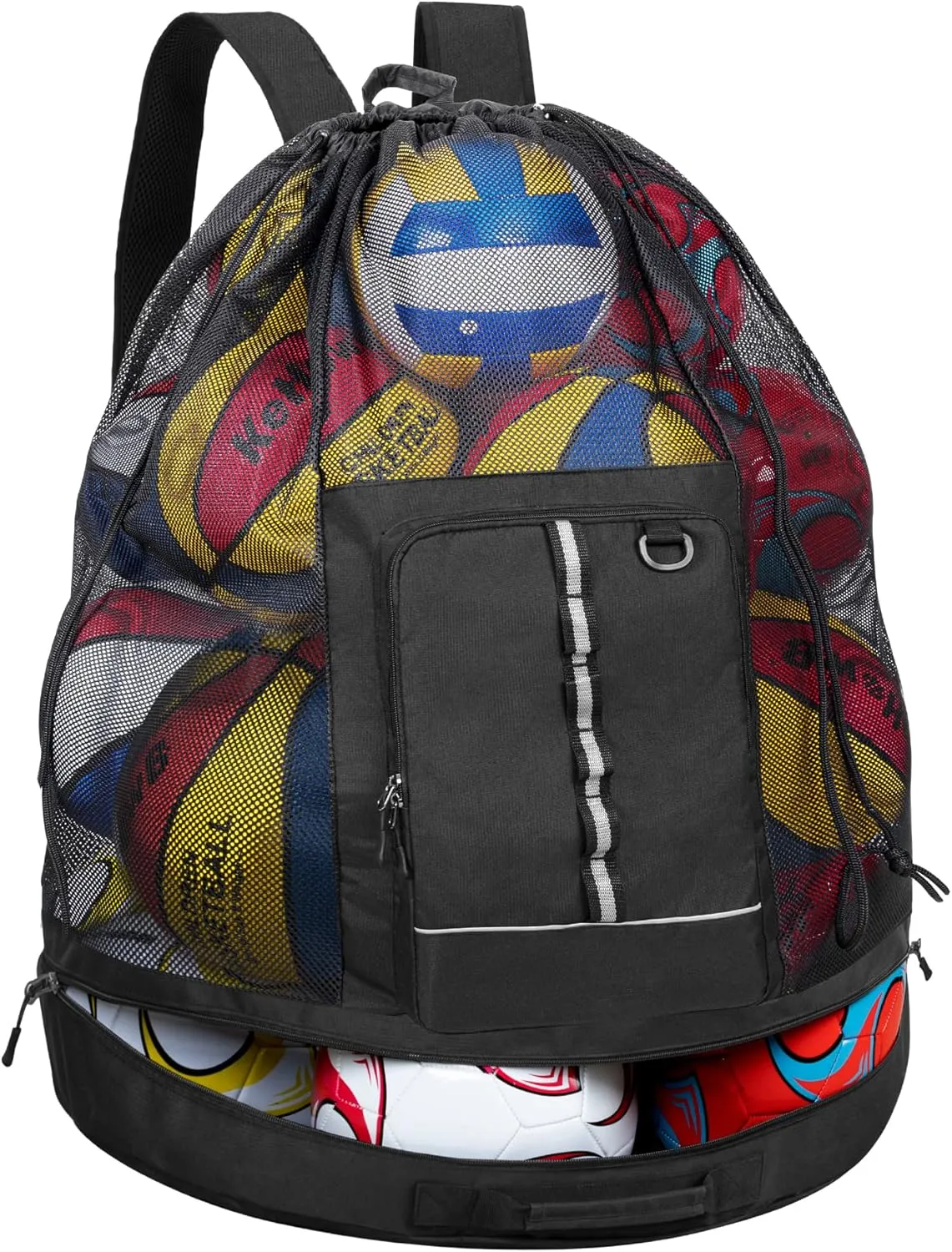 Extra Large Mesh Soccer Ball Bag, Basketball Backpack with Shoulder Straps and Front Pocket for Basketball, Soccer, Football, Volleyball, Rugby and Beach Sports