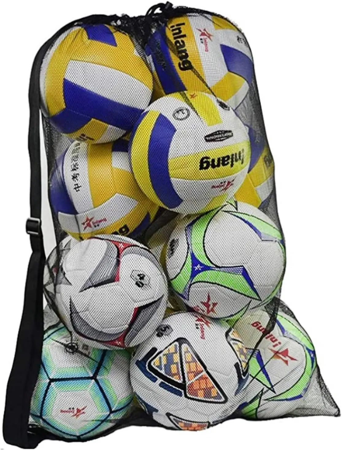 Extra Large Sports Mesh Ball Bag, Basketball Volleyball Bag with Adjustable Shoulder Strap for Coaches, Football, Volleyball, Basketball, Water Sports Equipment, Swimming Gear, Outdoor