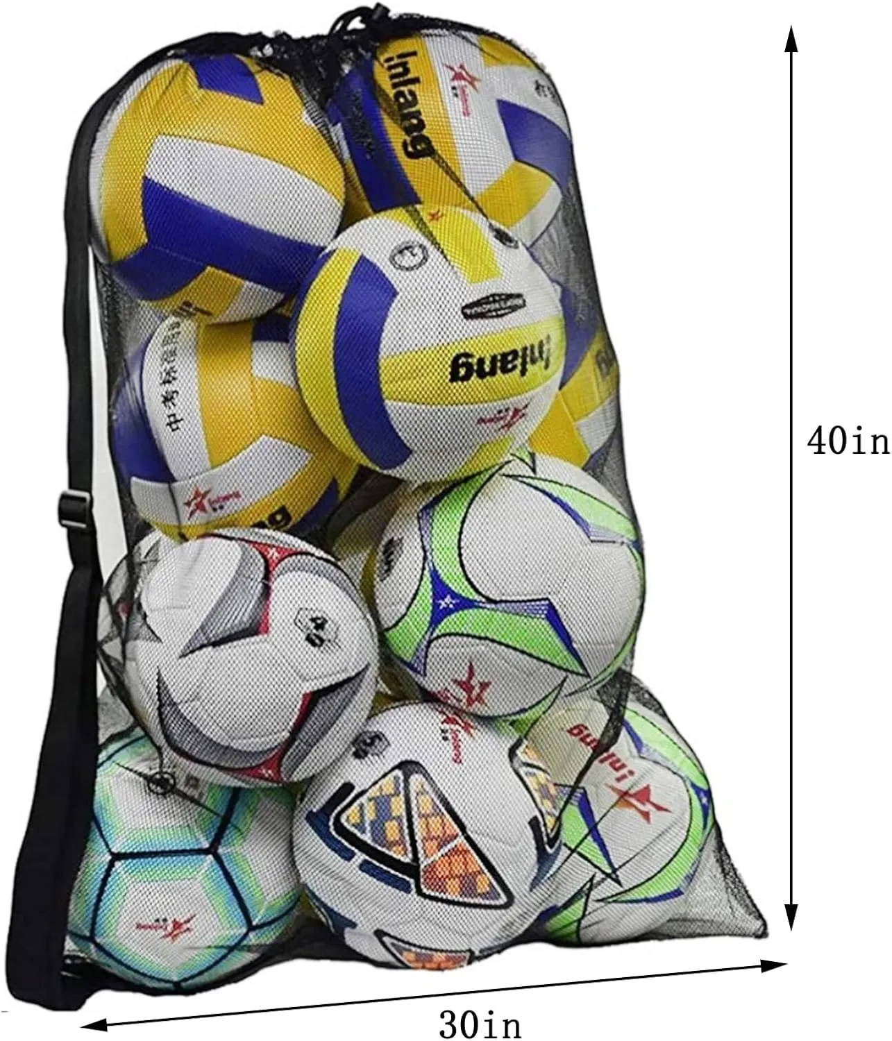 Extra Large Sports Mesh Ball Bag, Basketball Volleyball Bag with Adjustable Shoulder Strap for Coaches, Football, Volleyball, Basketball, Water Sports Equipment, Swimming Gear, Outdoor