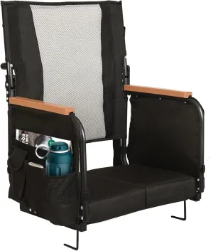 Extra Wide Stadium Seats with Back Support, Comfy Bleacher Chairs with Back Cushion, Cup Holders, and Storage Pockets, Foldable and Portable Bleacher Seat with Armrests