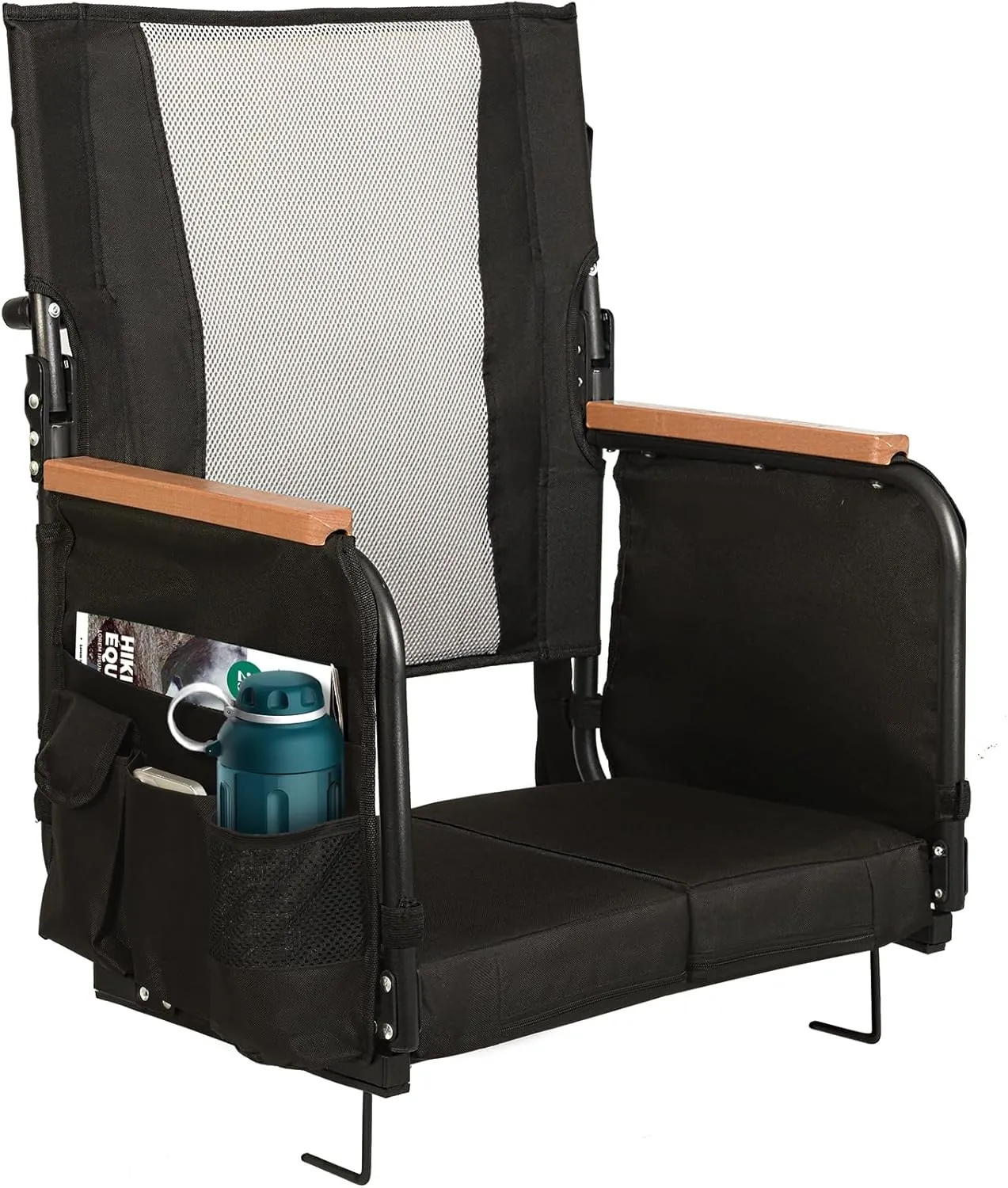 Extra Wide Stadium Seats with Back Support, Comfy Bleacher Chairs with Back Cushion, Cup Holders, and Storage Pockets, Foldable and Portable Bleacher Seat with Armrests