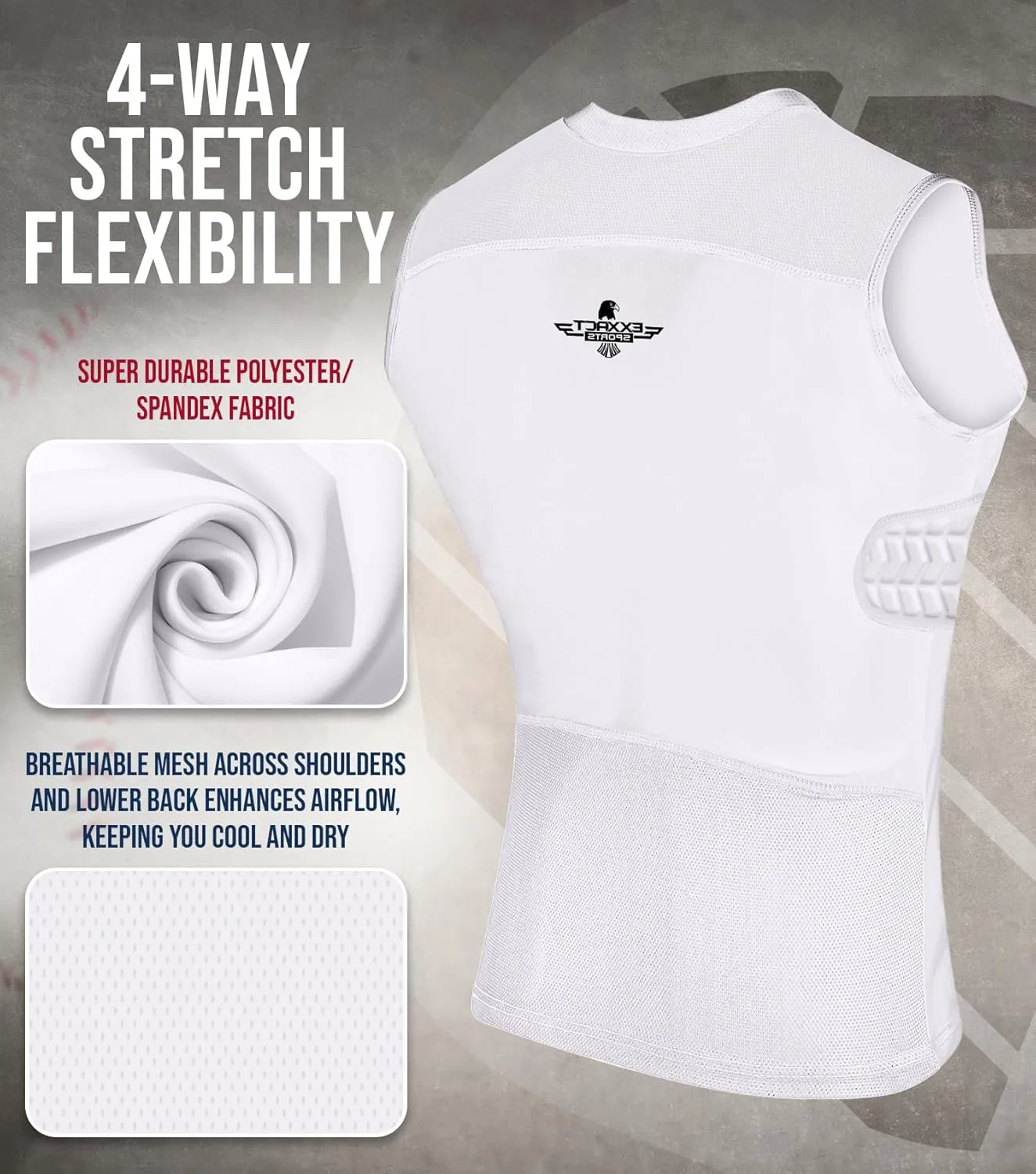 Exxact Sports Youth Baseball and Softball Chest Protector, Padded Sternum Guard for Girls