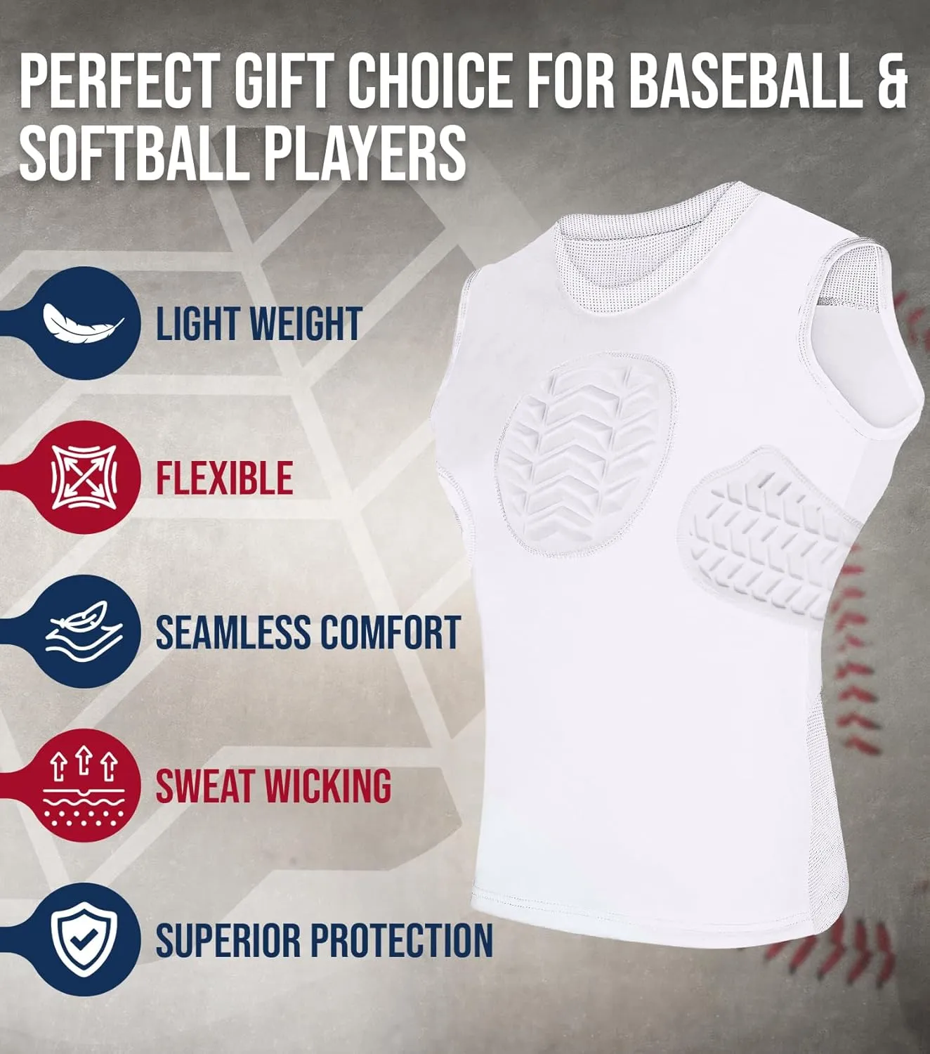 Exxact Sports Youth Baseball and Softball Chest Protector, Padded Sternum Guard for Girls