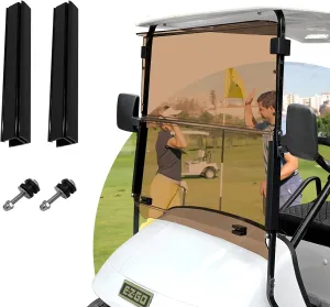 EZGO TXT Windshield 2014 and Up Models Golf Cart EZGO TXT Windshield Replacement with Tinted Foldable UV Protection and Impact Resistant Acrylic