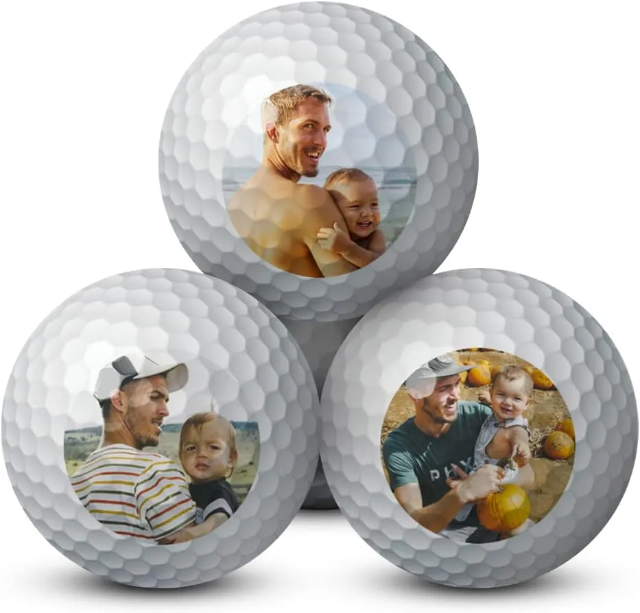 Father’s Day Custom Golf Balls with Display Stand | 3-Pack | Personalized with Your Pictures | Great Golf Gift for Your #1 Dad, Husband, Step-Dad or Grandpa
